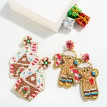 Seed Bead Gingerbread House Drop Earrings

- Approximately 2.5" L