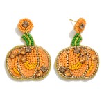 Wholesale seed Bead Pumpkin Drop Earrings Rhinestone Accents L