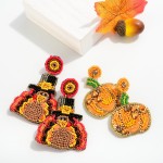 Wholesale seed Bead Pumpkin Drop Earrings Rhinestone Accents L