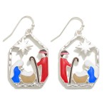 Wholesale enamel Metal Nativity Drop Earrings L