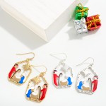 Wholesale enamel Metal Nativity Drop Earrings L