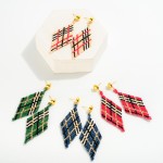 Triangular Seed Beaded Plaid Earrings

 - Approximately 2.5" L