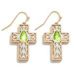 Wholesale rhinestone Two Filigree Cross Drop Earrings L