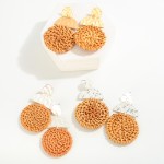 Wholesale raffia Circle Drop Earrings Linked Hammered Metal Details L