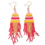 Seed Bead Tassel Drop Earring 

- Approximately 3.5" L