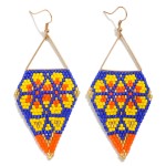 Triangle Drop Earring With Seed Bead Diamond Detail

- Approximately 3.25" L