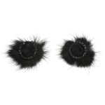 Circular Rhinestone Stud With Faux Feather Pom Earring Jacket

- Approximately 0.75" L

* Pom Attached To Earring Back 