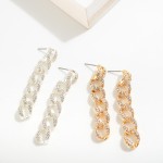 Rhinestone Studded Chain Link Drop Earrings

- Approximately 1.75" L