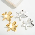 Wholesale folded Metal Flower Drop Earrings L