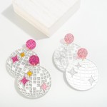 Wholesale resin Disco Drop Earrings Glitter Accents L