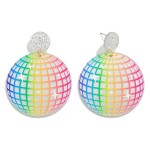 Wholesale glitter Acetate Disco Ball Post Drop Earrings L