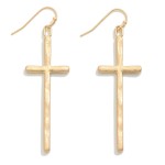 Wholesale lightly Hammered Cross Drop Earrings L