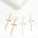 Wholesale lightly Hammered Cross Drop Earrings L
