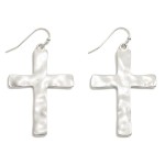 Hammered Metal Cross Drop Earrings

- Approximately 2" L