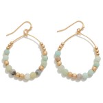 Wholesale dainty Circular Drop Earring Semi Precious Stone Beads L
