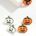 Wholesale glow Dark Acetate Jack O Lantern Stud Earrings L