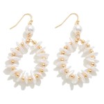 Wholesale circular Drop Earring Flat Pearl Gold Details L