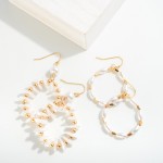 Wholesale circular Drop Earring Flat Pearl Gold Details L