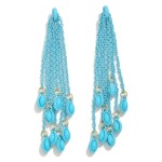 Chain Link Tassel Drop Earrings With Rhinestone Charms

- Approximately 3.25" L