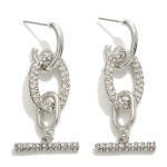 Linked Rhinestone Studded Oval Drop Earrings

- Approximately 2" L