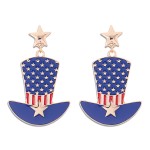 Americana Enamel Top Hat Drop Earrings With Star Details

- Approximately 1.75" L