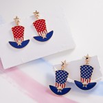 Wholesale americana Enamel Top Hat Drop Earrings Star Details L