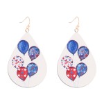 Americana Wood Printed Teardrop Earrings 

- Approximately 2.25" L