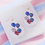 Wholesale americana Wood Printed Teardrop Earrings L