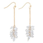 Wholesale chain Link Drop Earring Rhinestone Leaf L