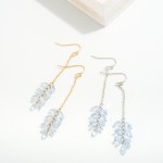 Wholesale chain Link Drop Earring Rhinestone Leaf L