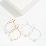 Wholesale hammered Teardrop Earring Pearl Bead Detail L