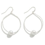 Wholesale hammered Teardrop Earring Pearl Bead Detail L