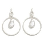 Worn Circular Drop Earring With Pearl Dangle Detail

- Approximately 2" L