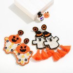 Wholesale seed Beaded Halloween Ghost Drop Earring Tassel Detail L