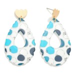 Wholesale polka Dot Printed Teardrop Resin Earrings L