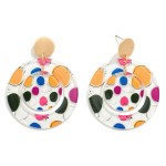 Circular Polka Dot Resin Drop Earrings 

- Approximately 2" L