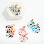 Circular Polka Dot Resin Drop Earrings 

- Approximately 2" L