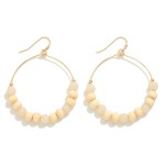 Wholesale circular Wood Natural Stone Beaded Drop Earrings L