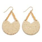 Glitter Semicircle Drop Earring With Bead Details

- Approximately 2.25" L