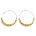 Wholesale metallic Square Beaded Drop Hoop Earrings L