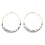 Wholesale metallic Square Beaded Drop Hoop Earrings L