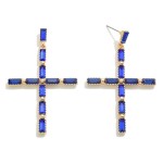 Square Cushion Cut Rhinestone Studded Cross Earrings

- Approximately 2.5" L