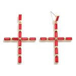 Wholesale square Cushion Cut Rhinestone Studded Cross Earrings L