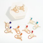 Wholesale western Gold Laser Cut Cowboy Hat Rhinestone Accents L