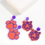 Wholesale purple Orange Paw Print Drop Earring L