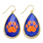 Wholesale crystal Game Day Pawprint Teardrop Earrings L