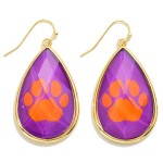 Wholesale crystal Game Day Pawprint Teardrop Earrings L