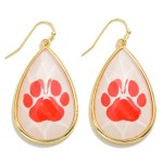 Wholesale crystal Game Day Pawprint Teardrop Earrings L