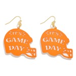 Wholesale layered Metal It s Game Day Football Helmet Drop Earring L