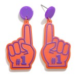 Wholesale gameDay Foam Finger Acetate Drop Earrings L